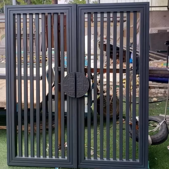 Einfach zu installierendes Außen-Coextrusions-WPC-Zaunpaneeltor für den Garten mit Aluminium-Türrahmen, Holz-Kunststoff-Verbundtor